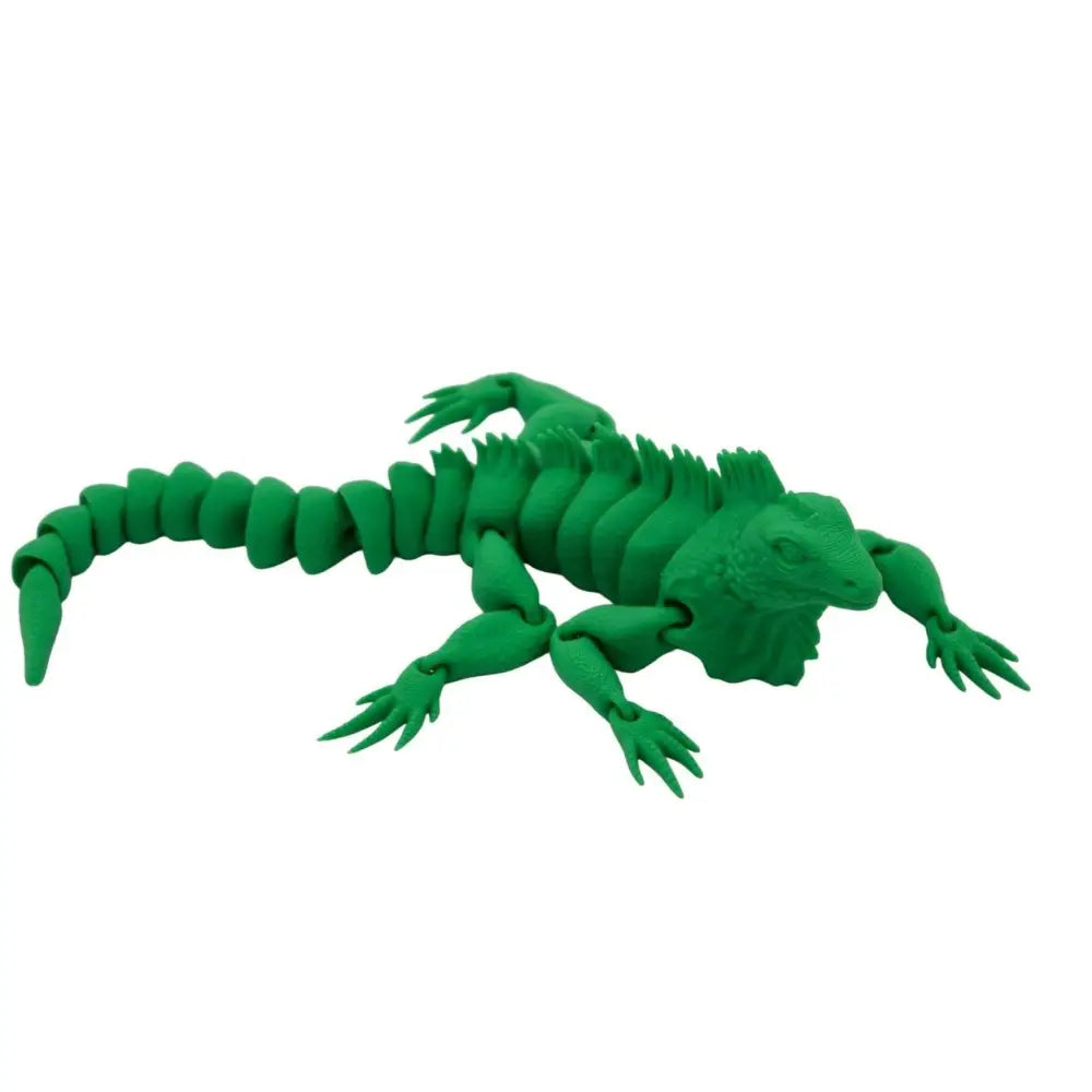 Green articulated iguana toy.