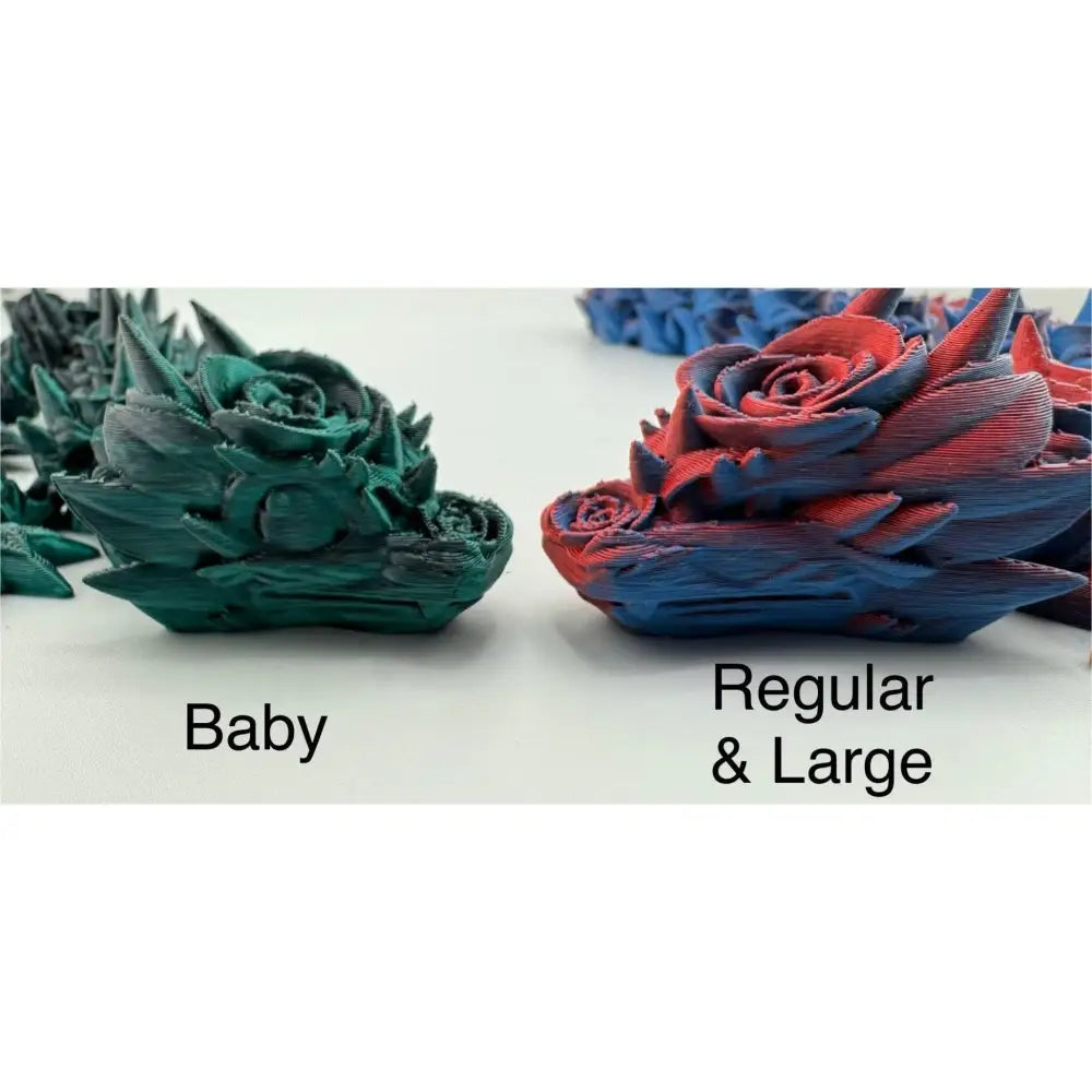 3D-printed rose dragon heads.