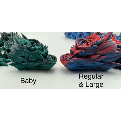3D-printed rose dragon heads.