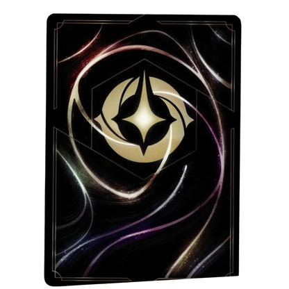 Black card from aurora waking beauty 14/204 featuring a glowing gold emblem with silver and purple accents