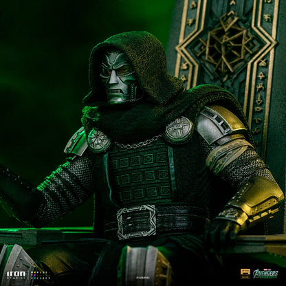 Avengers: Doomsday Doctor Doom on Throne 1:10 Art Scale Limi figure. Doctor Doom sits menacingly on his throne.