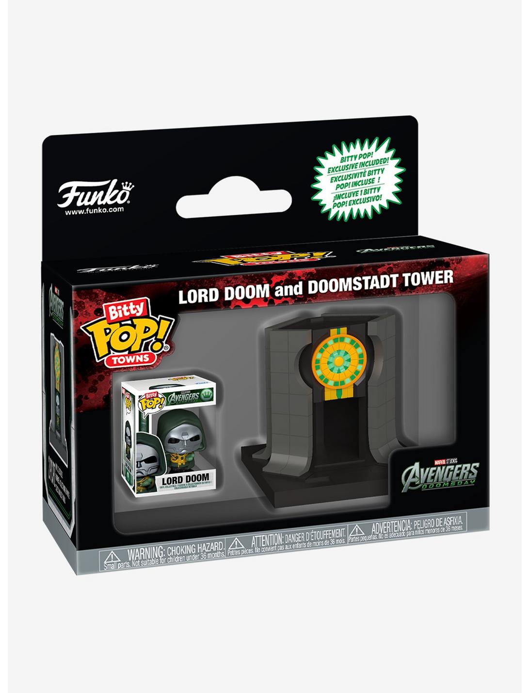 Funko Bitty Pop! Towns Avengers: Doomsday Lord Doom and Doomstadt Tower with exclusive Bitty Pop! figure.