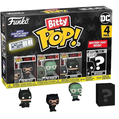 Black vinyl batman 85th anniversary catwoman funko bitty pop mini-figure 4-pack with mystery figure in box set