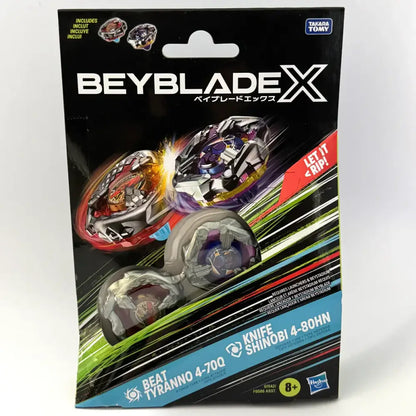 Beyblade x beat tyranno 4-700 and knife shinobi 4-90hn toy set.