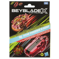 Red and gold beyblade x soar phoenix 9-60gf deluxe string launcher set.