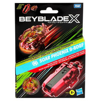 Beyblade x soar phoenix 9-50gf toy beyblade with red and gold accents, featuring a sleek design.