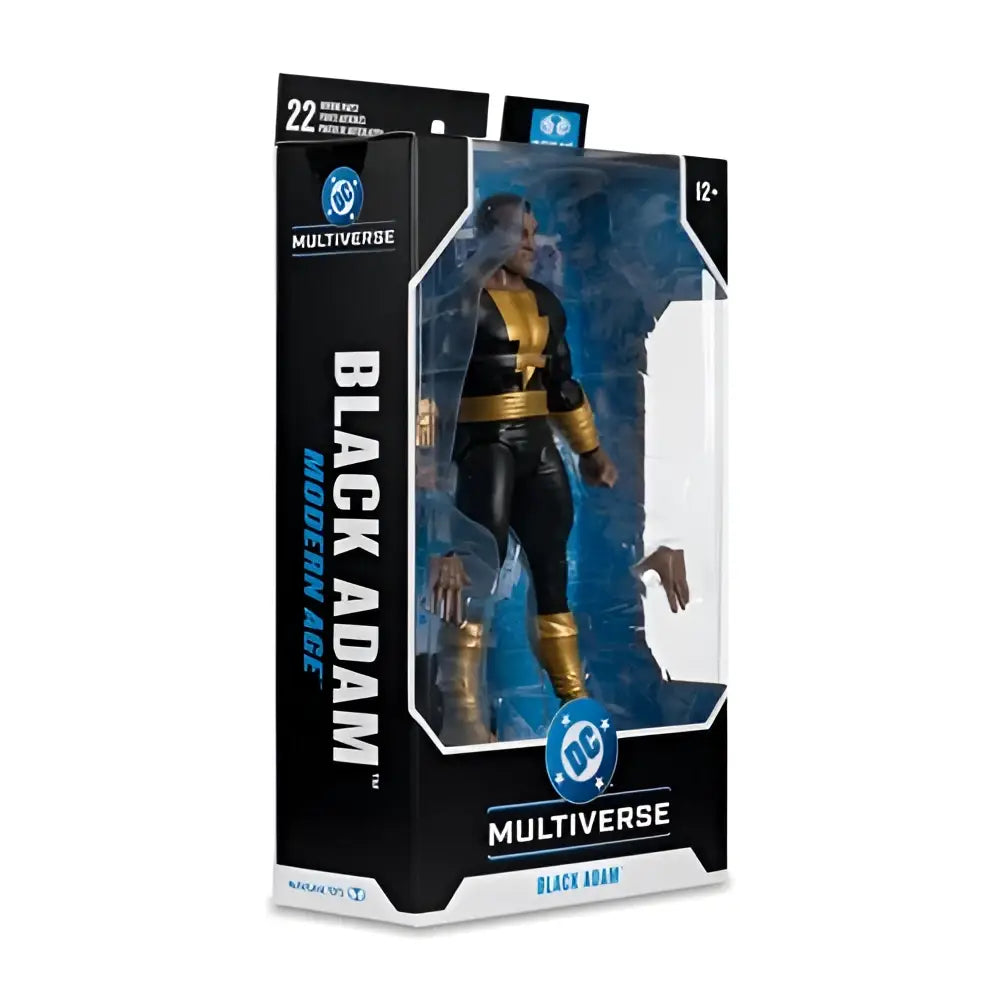 Black adam modern age 7-inch scale action figure in black and gold suit with detailed sculpting in clear window box
