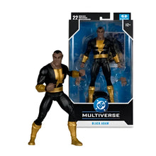 Black adam modern age 7-inch scale action figure in black and gold suit with detailed sculpting in dc multiverse pack