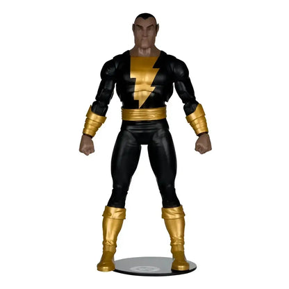 Black adam modern age action figure in black and gold with lightning bolt emblem and detailed articulated sculpt