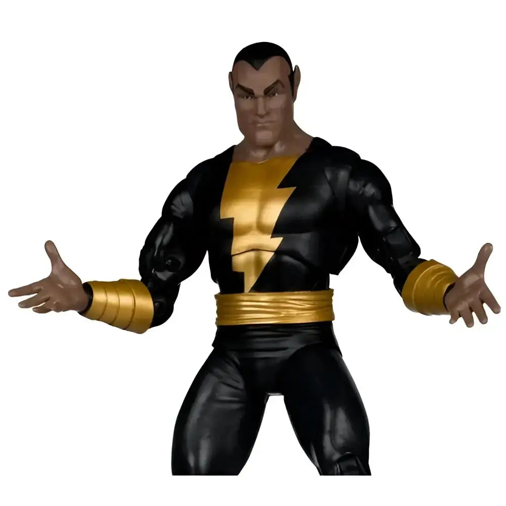 Black Adam modern age 7-inch scale action figure in black and gold with muscular pose and sculpted lightning bolt emblem