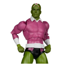 Brainiac classic 7-inch scale action figure with green skin, pink muscular torso, white collar and cuffs, and black briefs