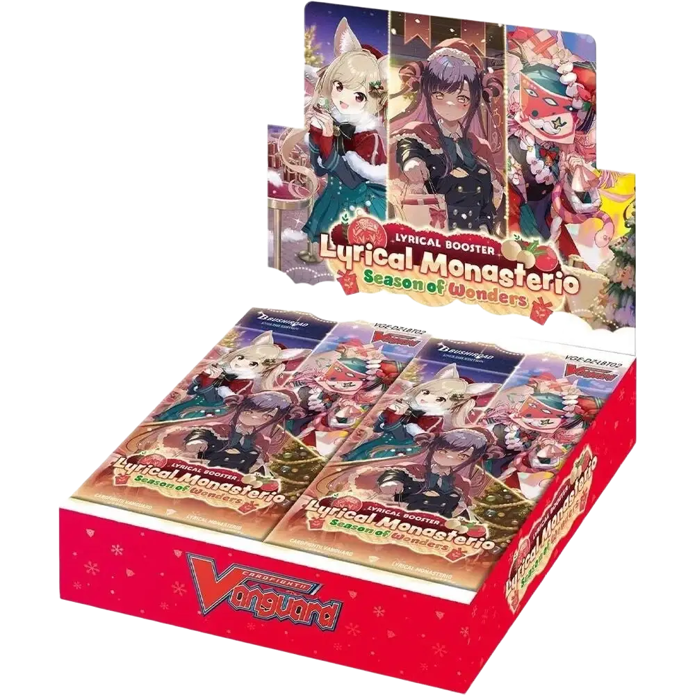 Red cardboard display box for cardfight vanguard divinez lyrical monasterio season wonders booster trading card game set
