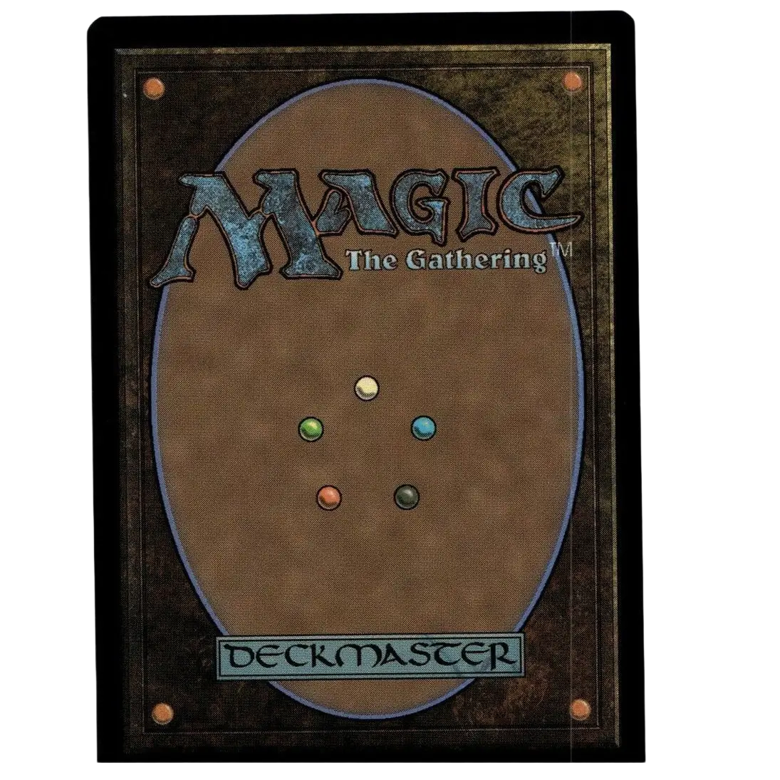 Back of a foil casey jones teenage mutant ninja turtles magic the gathering card with brown oval and colored dots
