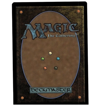 Back of a foil casey jones teenage mutant ninja turtles magic the gathering card with brown oval and colored dots