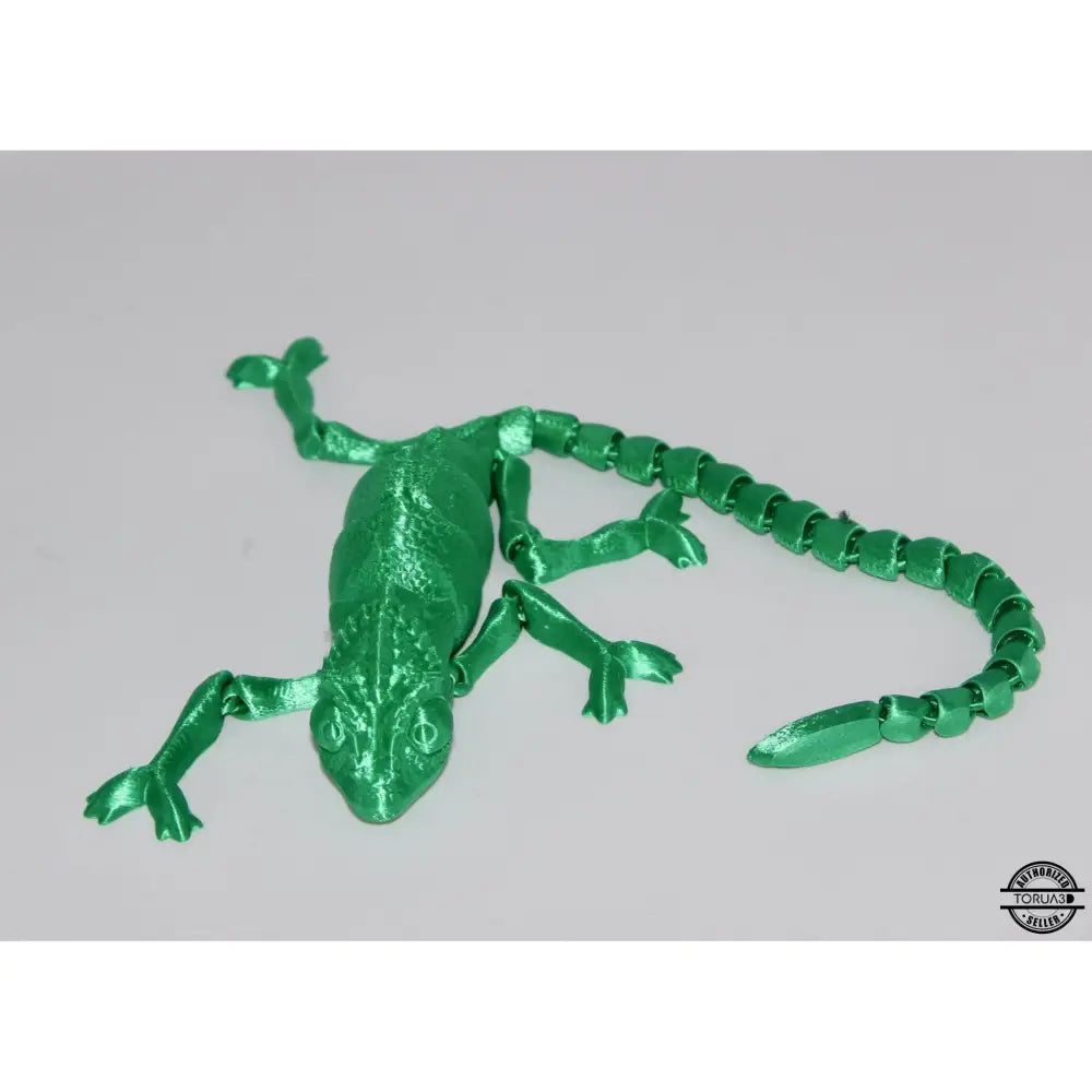 Green articulated lizard.