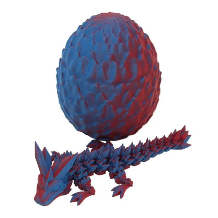 Blue and red dragon with egg.