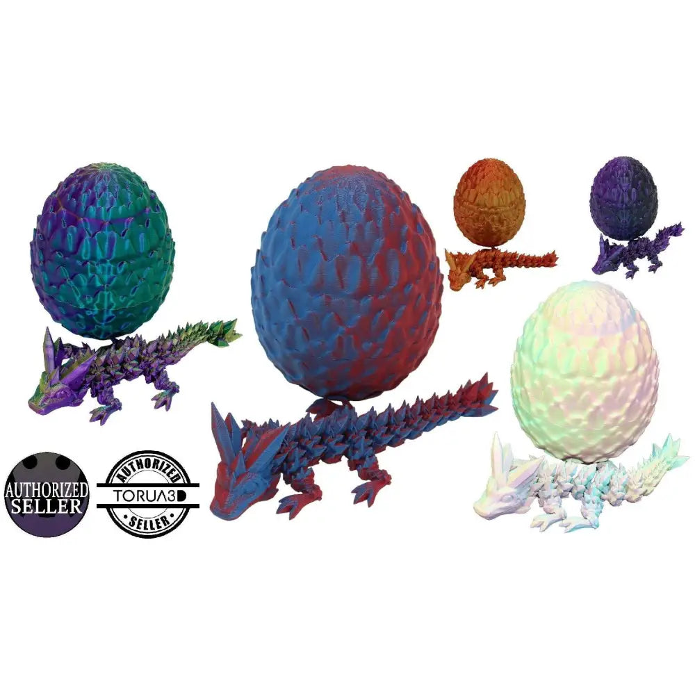Colorful dragon egg figurines.