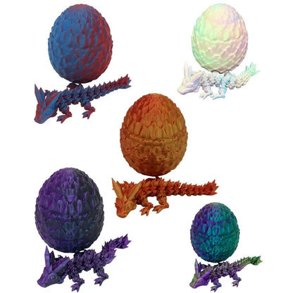 Colorful dragon figurines with matching eggs.
