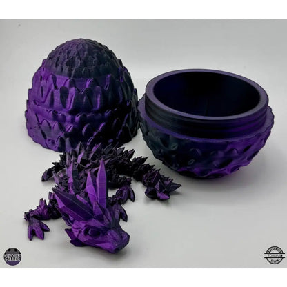 Purple and black dragon egg container with crystal dragon.