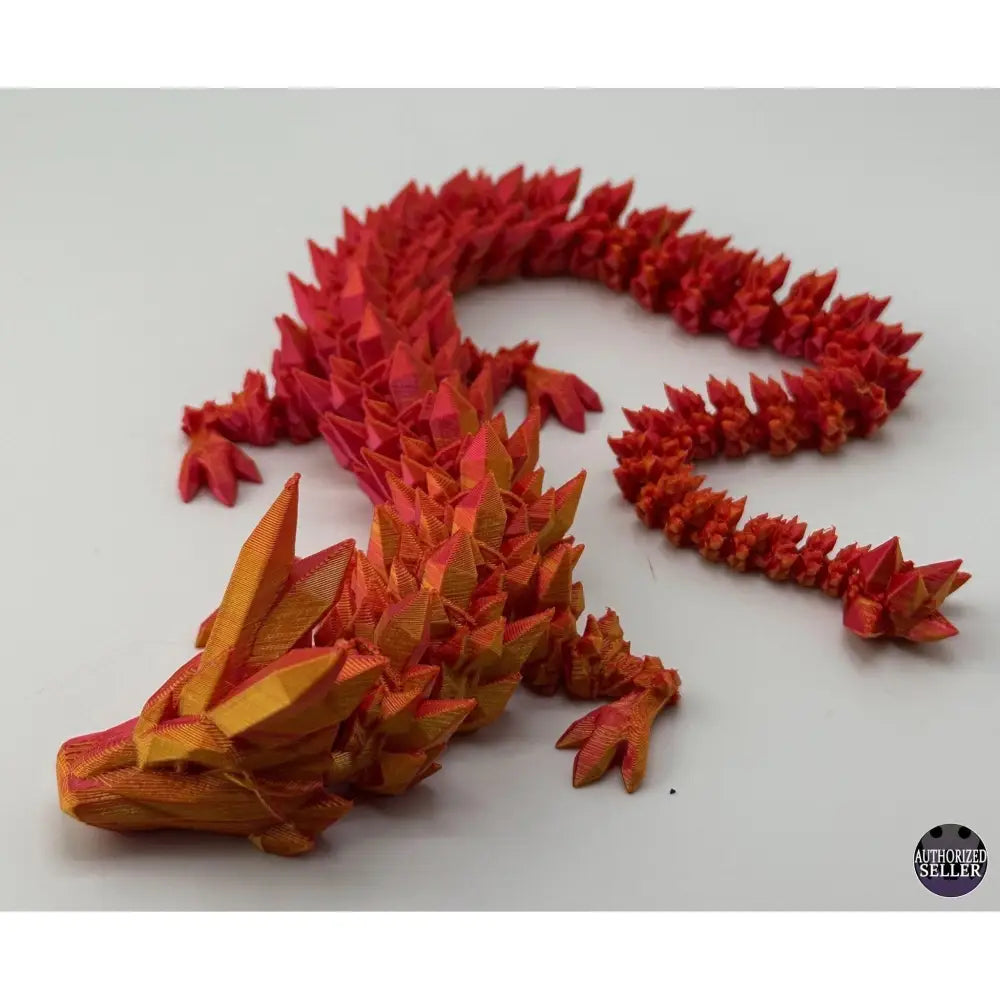 Red and orange articulated crystal dragon.