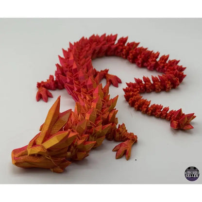 Red and orange articulated crystal dragon.