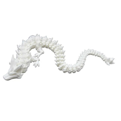 Articulated white dragon figurine.
