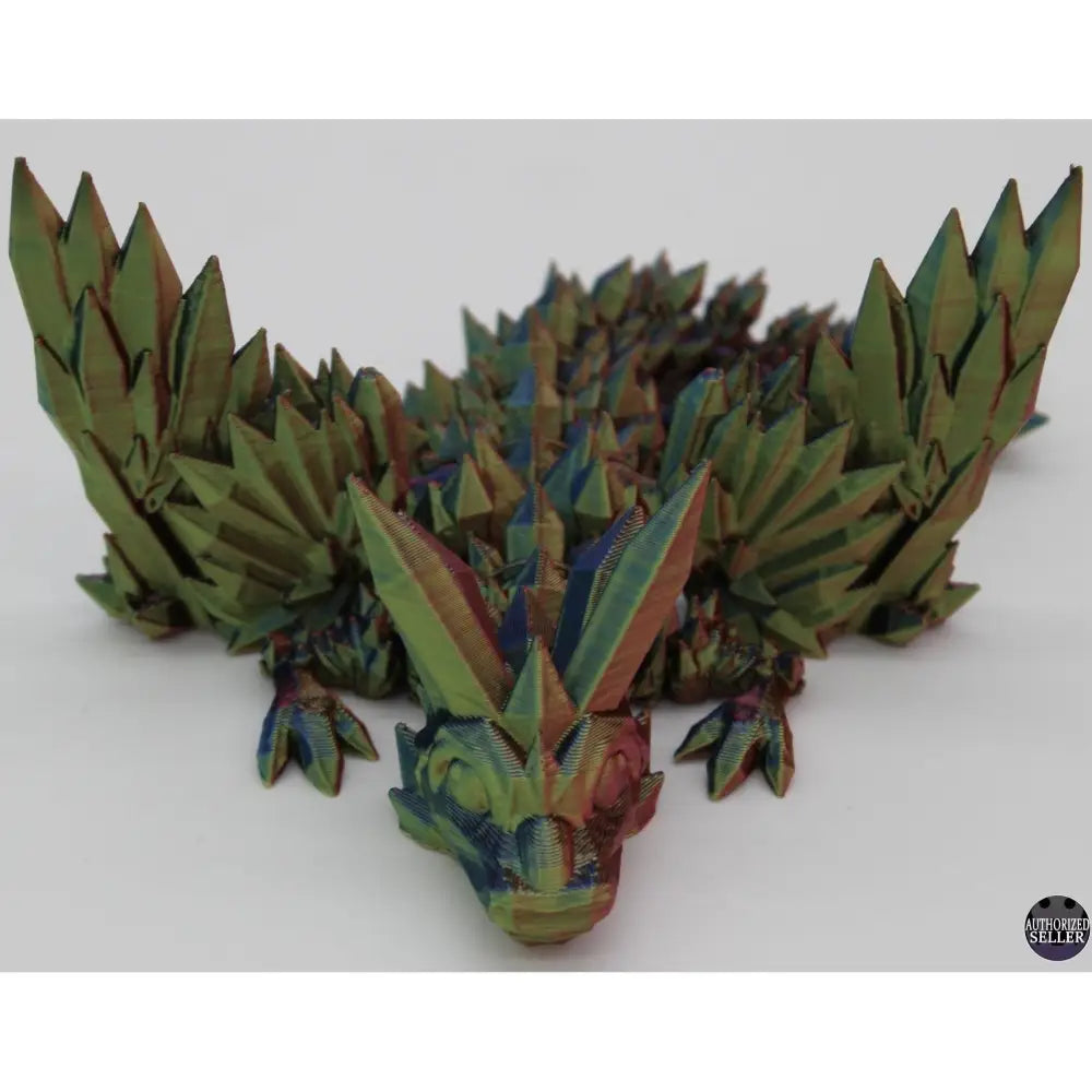 Multi-colored crystal dragon figurine.