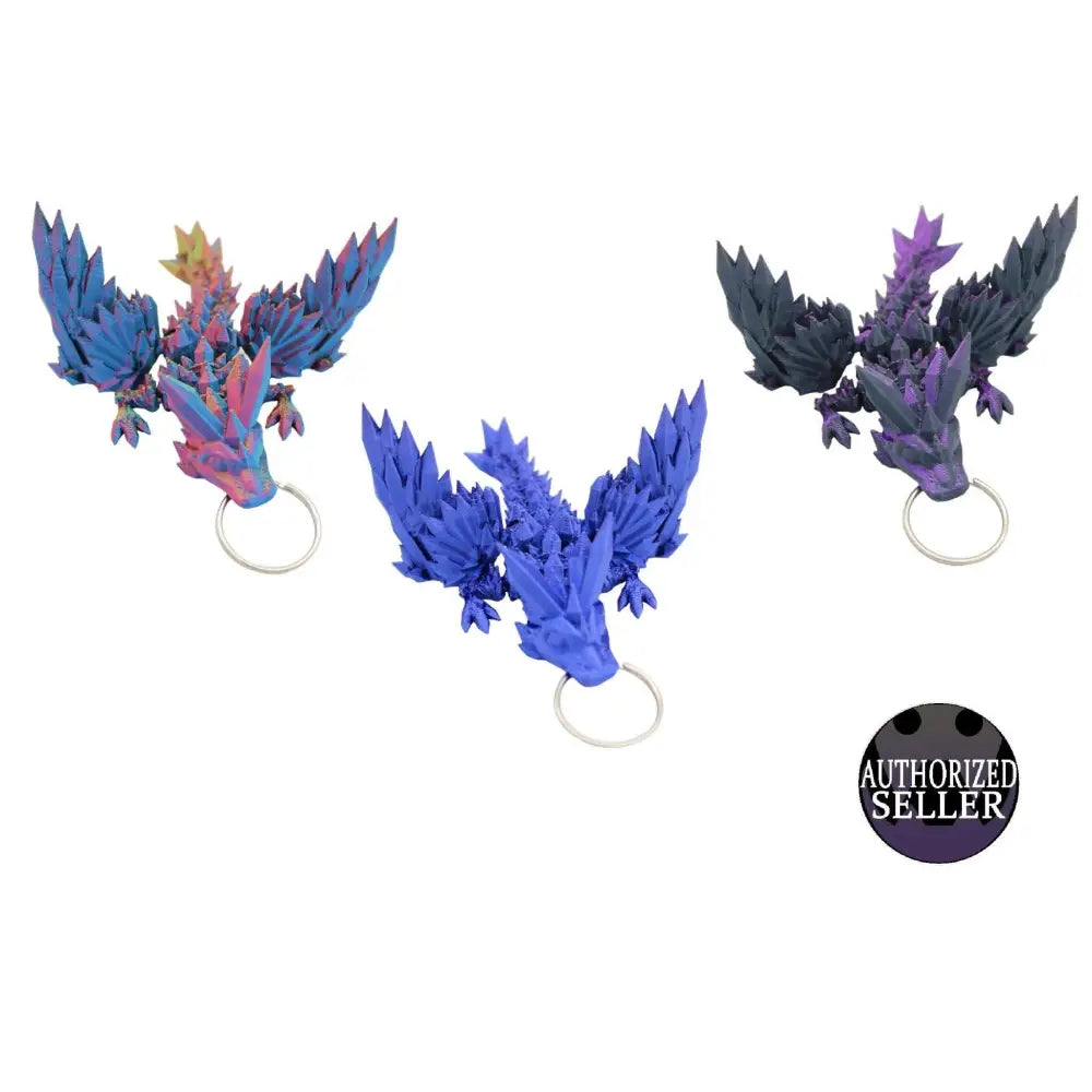 Three crystal dragon keychains.