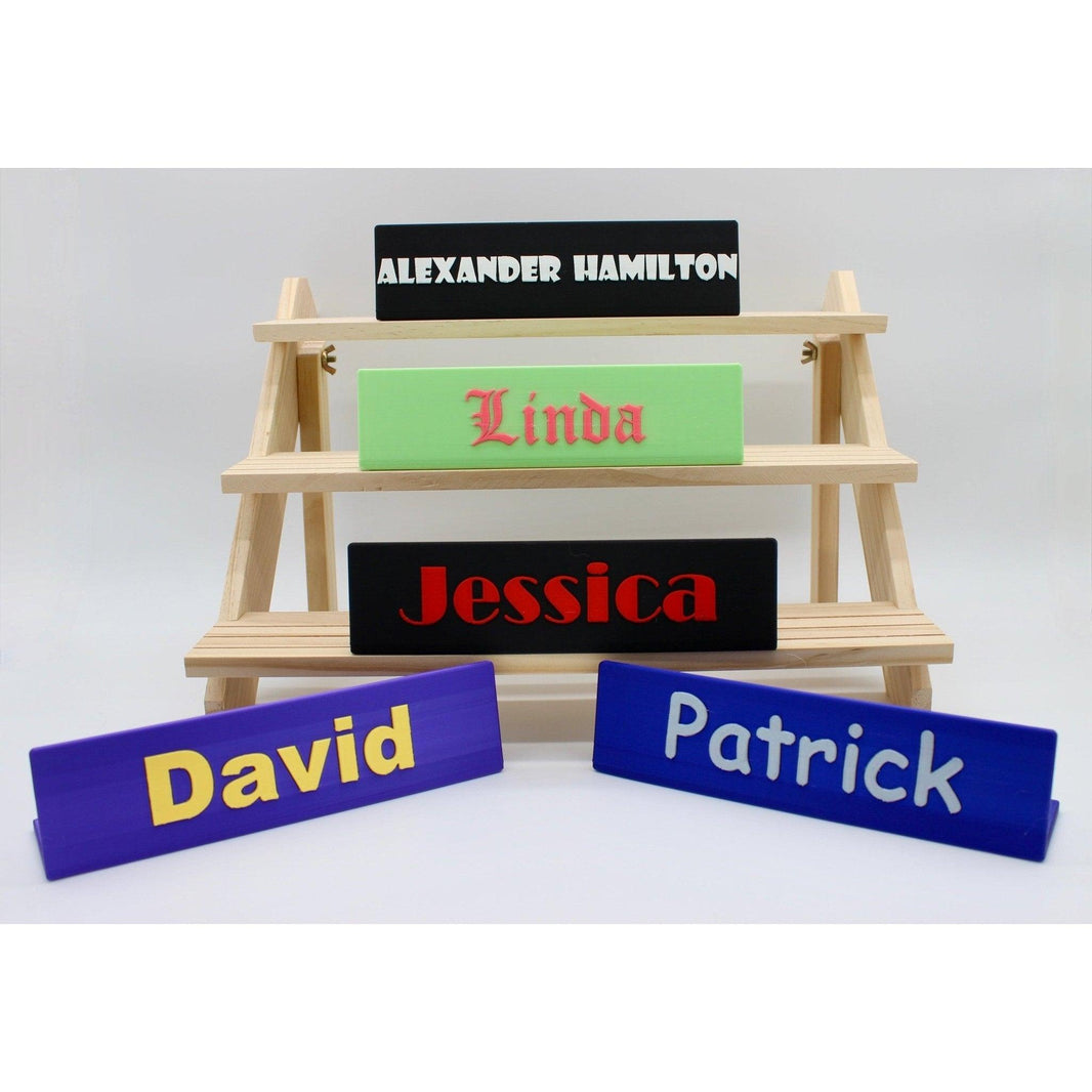 3D Printed Personalized Name Plate in Bright Colors, Artistic Desk Name Sign, Office Decor, Custom Name Plaque - Custom Colors and Fonts - Alchemist Cards & Games