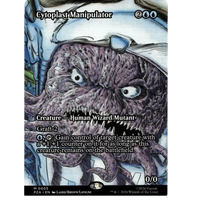 A dark purple cytoplast manipulator with sharp teeth and glasses on a teenage mutant ninja turtles tmnt trading card