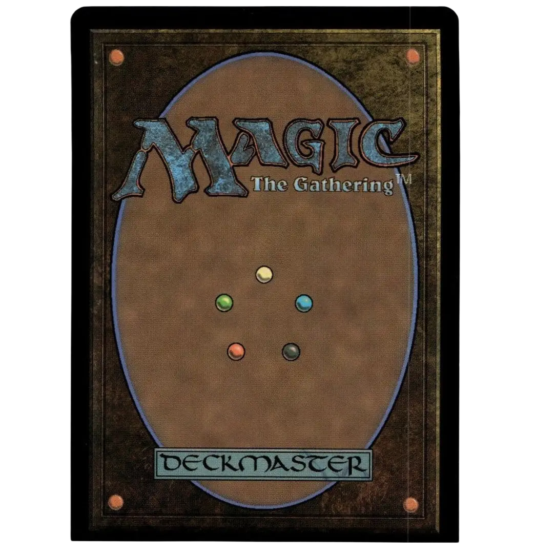 Brown magic the gathering deckmaster card back with textured surface and five colored orbs from cytoplast manipulator tmnt