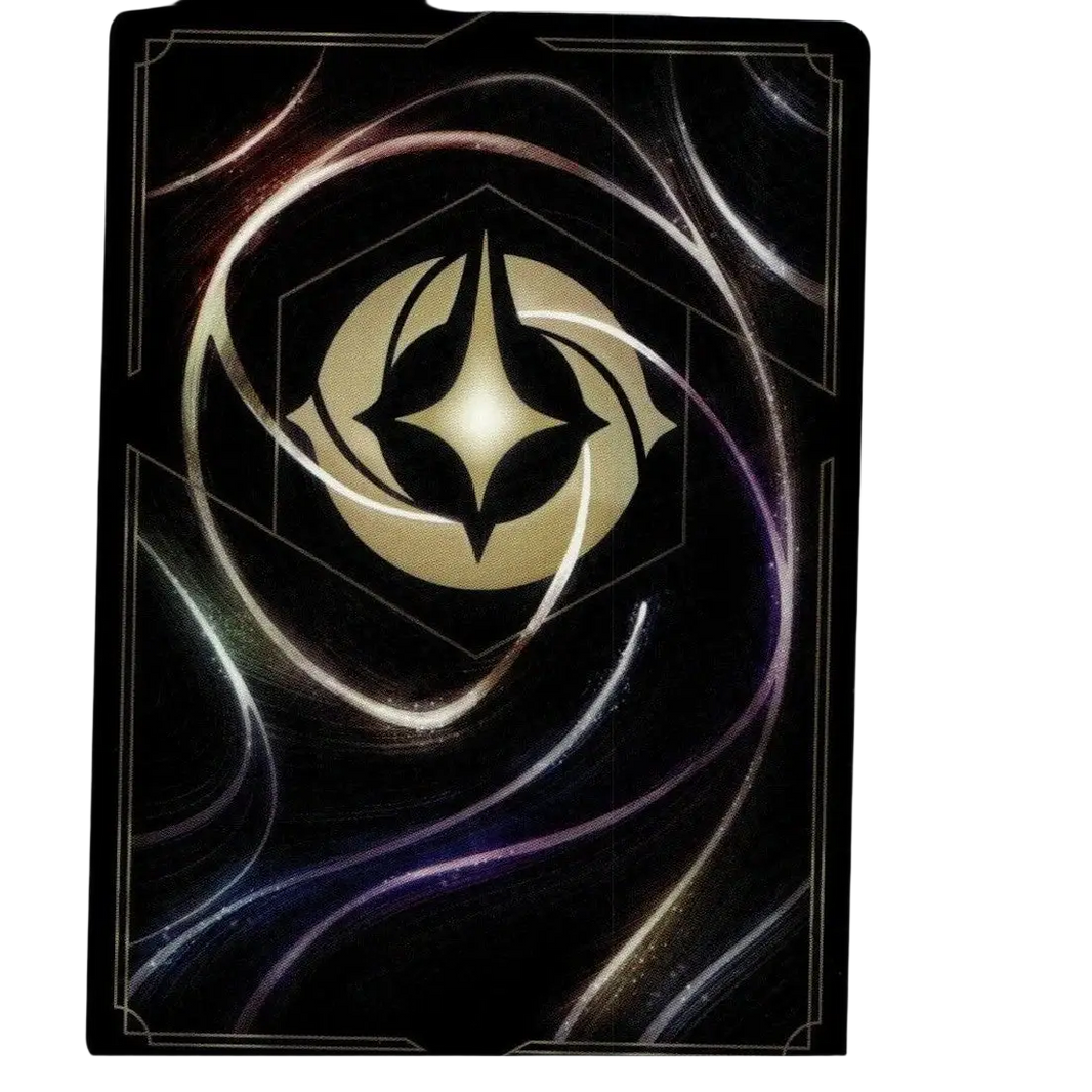 Black disney lorcana anna 218 204 foil card featuring a gold emblem with swirling silver and purple patterns