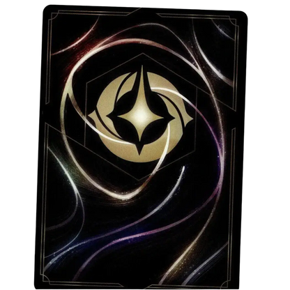 Black disney lorcana fabled max goof card featuring a gold emblem with silver and purple cold foil legendary accents