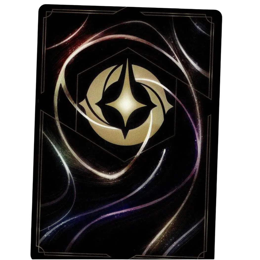 Black disney lorcana fabled max goof card with gold emblem and swirling silver purple accents cold foil legendary