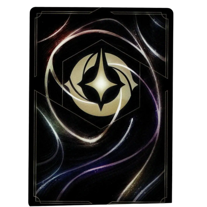 Black disney lorcana max goof chart topper card featuring a glowing gold emblem with silver and purple swirls