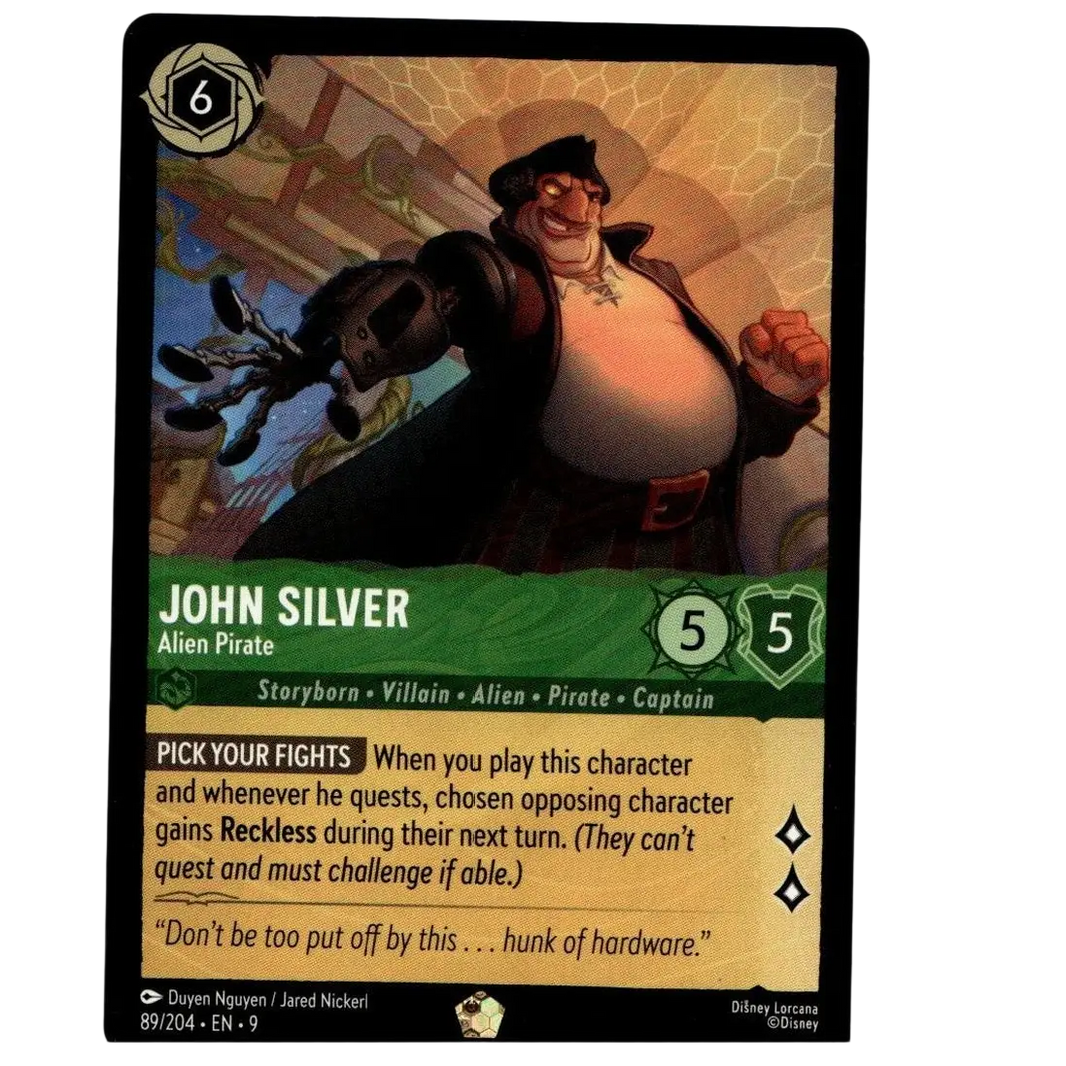 Disney Lorcana TCG john silver 89/204 legendary non foil fabled collectible trading card in near mint condition