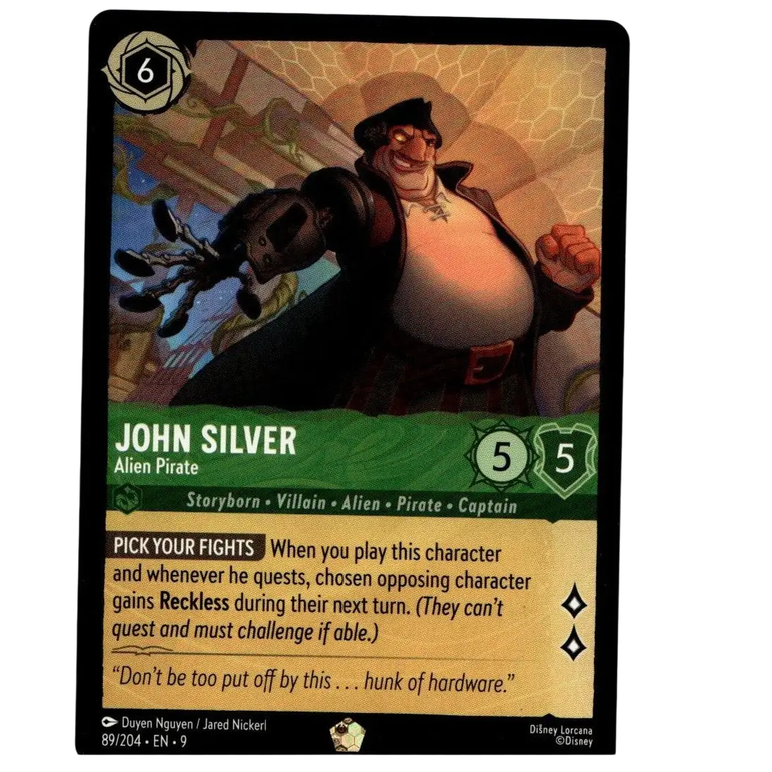 Disney Lorcana TCG john silver 89/204 legendary non foil fabled collectible trading card in near mint condition