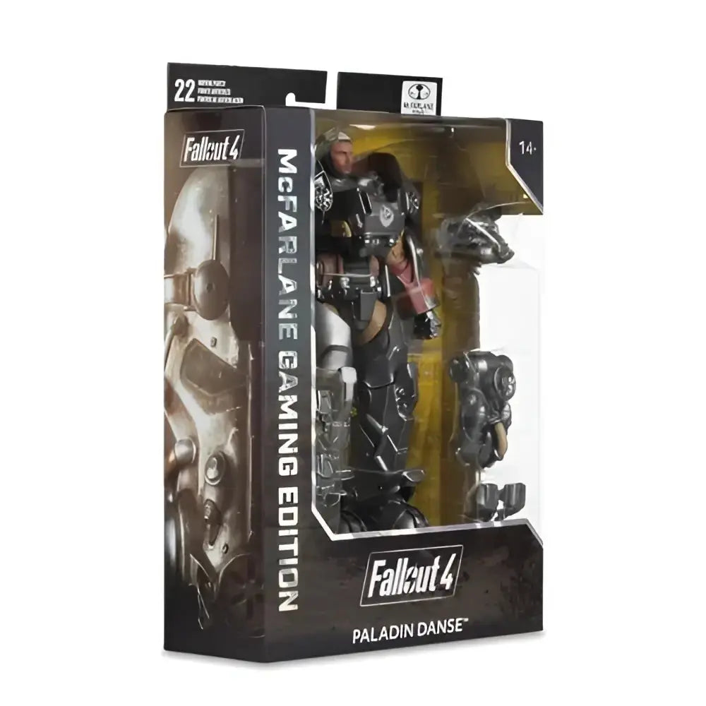 Fallout 4 t-60 paladin danse black and gray armored scale posed figure in branded mcfarlane gaming edition box