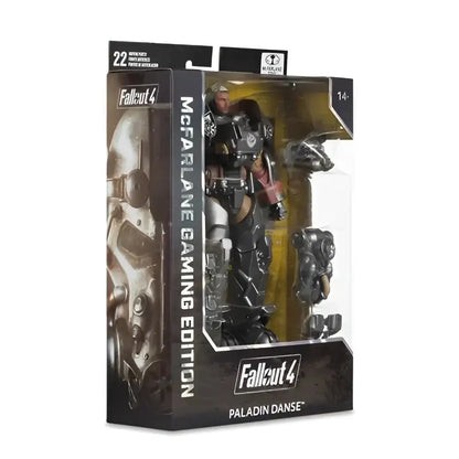Fallout 4 t-60 paladin danse black and gray armored scale posed figure in branded mcfarlane gaming edition box