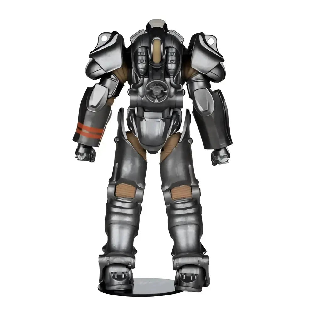 Fallout 4 t-60 paladin danse 7-inch scale posed figure in silver and tan segmented armor with red forearm stripes