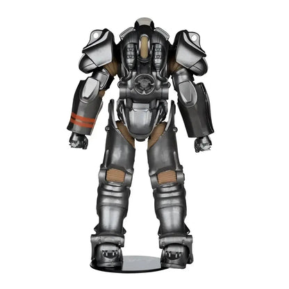 Fallout 4 t-60 paladin danse 7-inch scale posed figure in silver and tan segmented armor with red forearm stripes