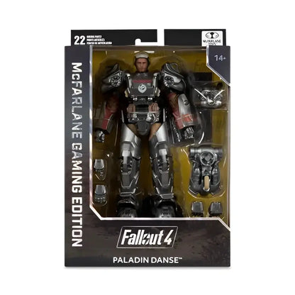 Fallout 4 T-60 Paladin Danse 7-inch scale posed figure in detailed silver black armor with red accents by McFarlane gaming
