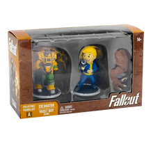 Fallout collectible figures set in a clear-fronted box.