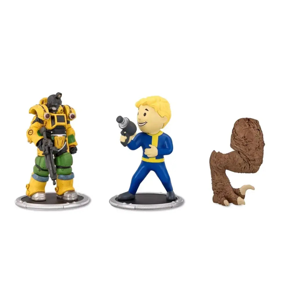 Three Fallout collectible figurines.
