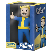 A collectible figure of Vault Boy from the Fallout video game series, packaged in a display box.