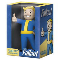 A collectible figure of Vault Boy from the Fallout video game series, packaged in a display box.