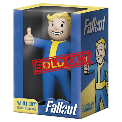 A collectible figure of Vault Boy from the Fallout video game series, packaged in a display box.