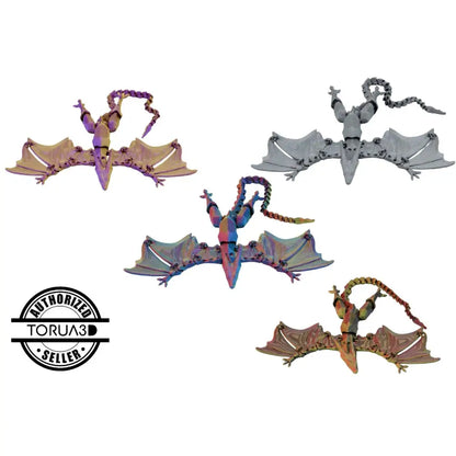Five articulated dragon figurines.