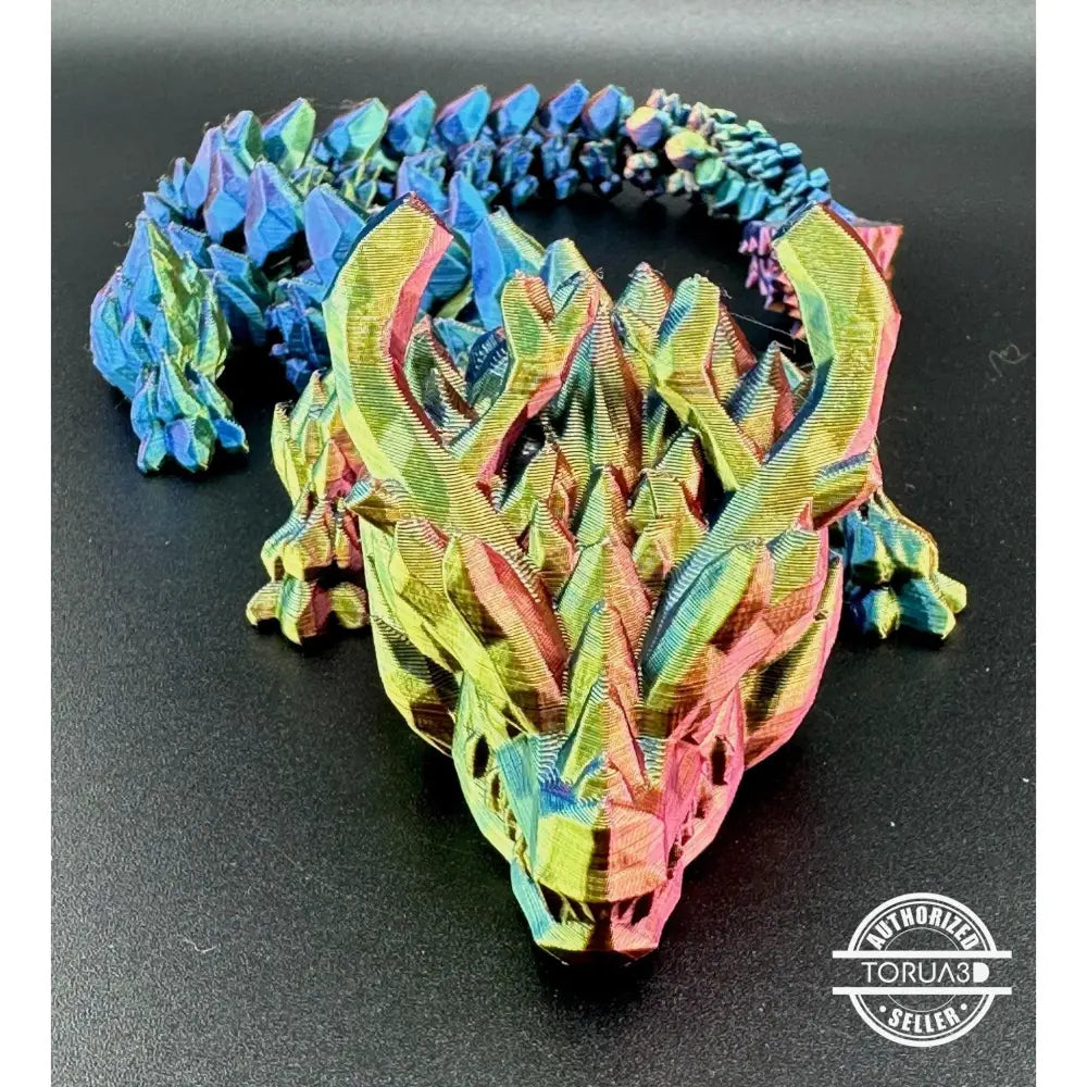 Iridescent crystal dragon figurine.
