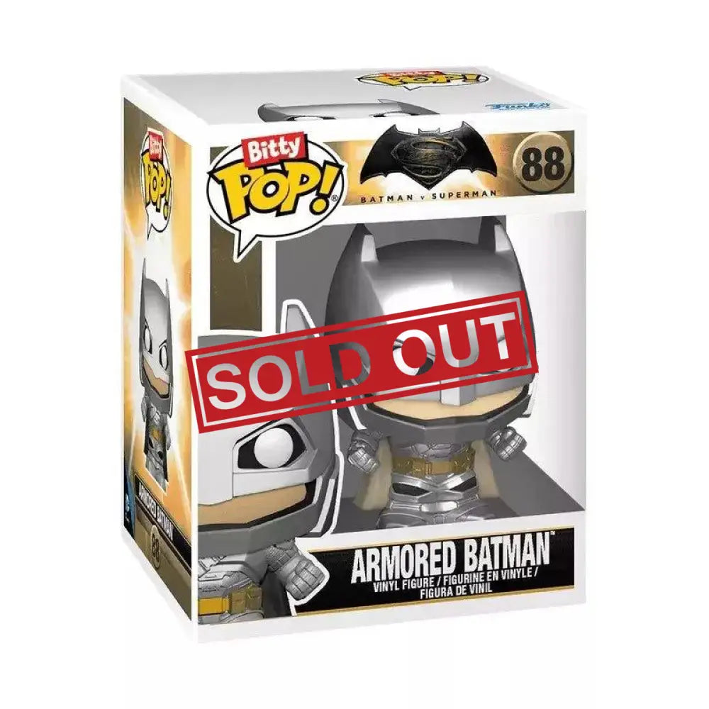 Armored Batman Funko Pop figure in box.